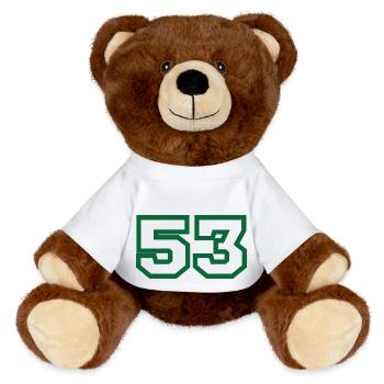 Startnummer 53 Green Sport - MiniFeet® RecycelBär® Braun - Weiß - Vorne