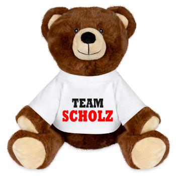 Team scholz - MiniFeet® RecycelBär® Teddy Bear Brown - white - Front