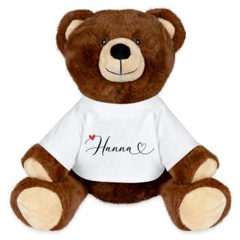 Hanna Name Vorname Kalligrafieherz - MiniFeet® RecycelBär® Braun - Weiß - Vorne