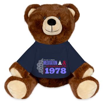 Meditating Since 1978 - Namaste - MiniFeet® RecycelBär® Teddy Bear Brown - french navy - Front