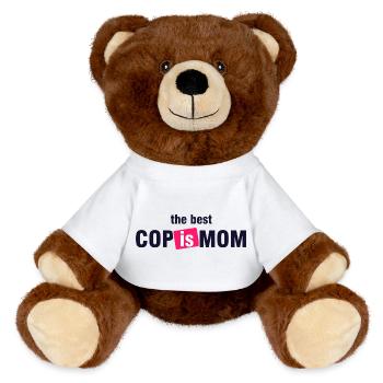 Bestes Cop Is Mom-Shirt - MiniFeet® RecycelBär® Braun - Weiß - Vorne