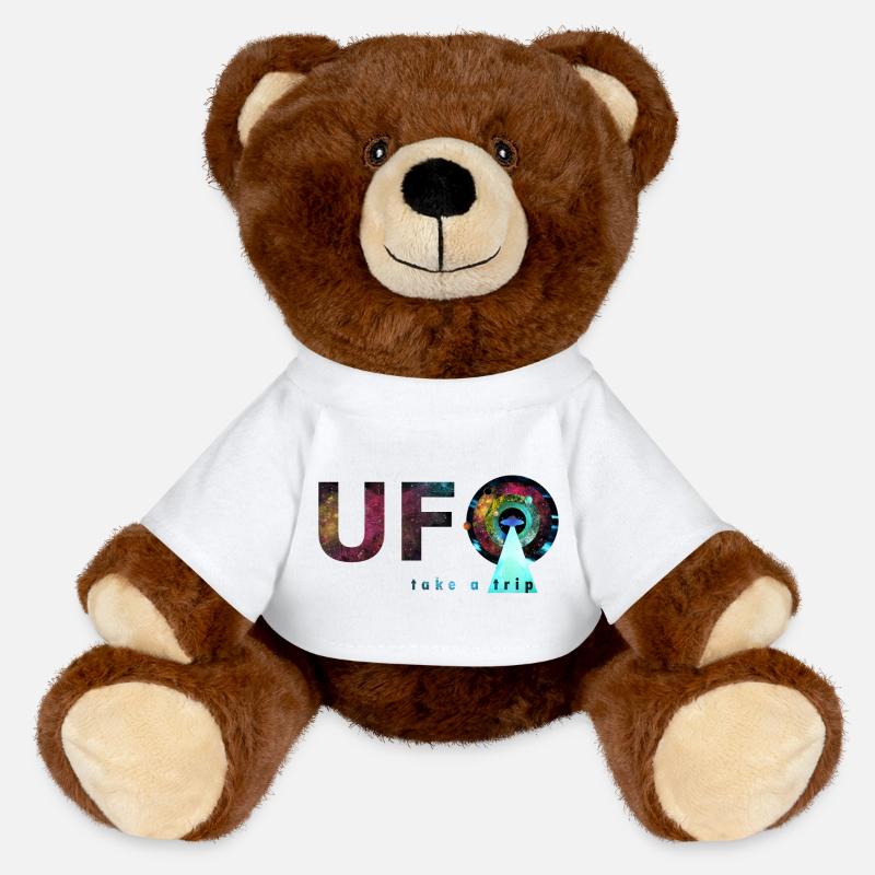 ufo - take a trip - MiniFeet® RecycelBär® Teddy Bear Brown - white