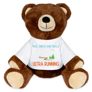 Ultra Running - Mud, Sweat and Trails - MiniFeet® RecycelBär® Teddy Bear Brown - white - Front