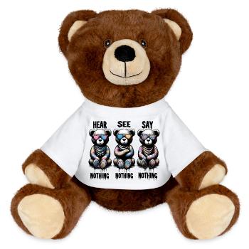 Hear See Say Nothing - MiniFeet® RecycelBär® Teddy Bear Brown - white - Front