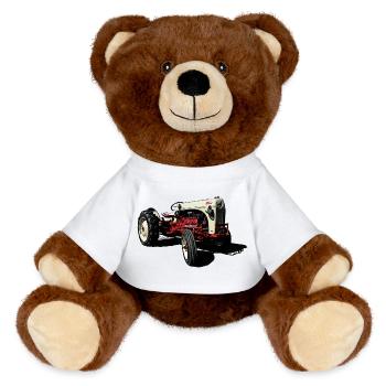 Vintage Tractor "Challenger" 8N - MiniFeet® RecycelBär® Teddy Bear Brown - white - Front