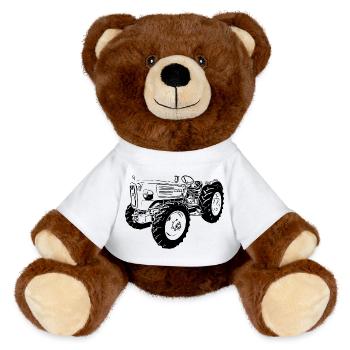 Ackerdiesel Allrad Traktor 4N2 - MiniFeet® RecycelBär® Braun - Weiß - Vorne