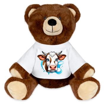 Alpine Cow Charm - MiniFeet® RecycelBär® Braun - Weiß - Vorne