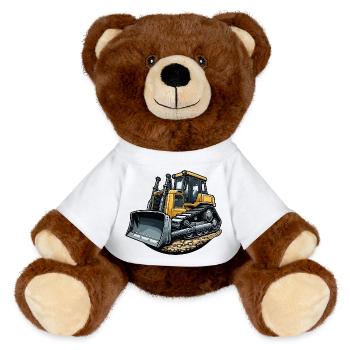 Planierraupe groß - MiniFeet® RecycelBär® Braun - Weiß - Vorne