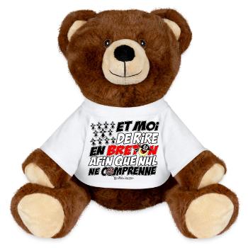 Et moi de rire en breton - Nounours RecycelBär® marron - blanc - Devant