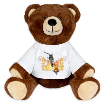 Fire Dragon and Yellow Mask - MiniFeet® RecycelBär® Teddy Bear Brown - white - Front