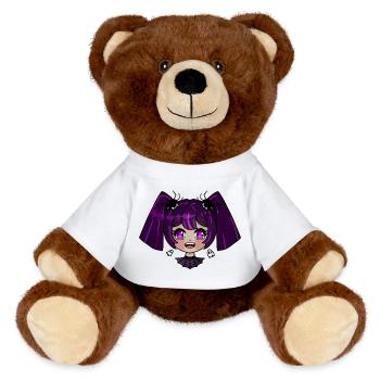 Chibi vampire with purple braids - MiniFeet® RecycelBär® Teddy Bear Brown - white - Front