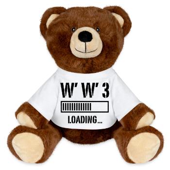 3ème Guerre Mondiale Chargement... (Paix / Guerre / Noir) - Nounours RecycelBär® marron - blanc - Devant