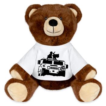 Combat vehicle - MiniFeet® RecycelBär® Teddy Bear Brown - white - Front