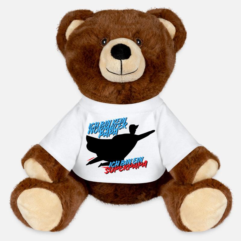 Ich bin ein Superpapa – Hero Dad Design - MiniFeet® RecycelBär® Braun - Weiß