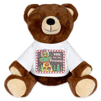 Drôle d’OVNI extraterrestre enlève des cadeaux ici pour le président - Nounours RecycelBär® marron - blanc - Devant