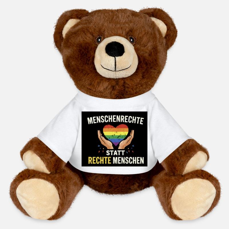 Human rights instead of right-wing people - MiniFeet® RecycelBär® Teddy Bear Brown - white