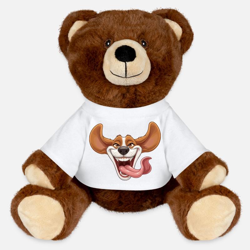 Chien rieur avec langue - Nounours RecycelBär® marron - blanc