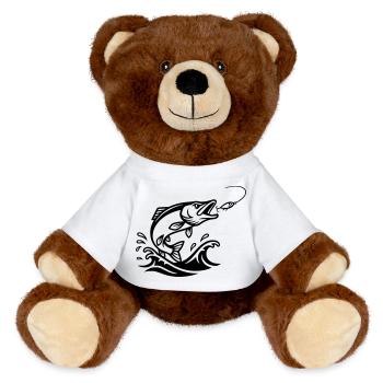Hecht Raubfisch Silhouette - MiniFeet® RecycelBär® Braun - Weiß - Vorne