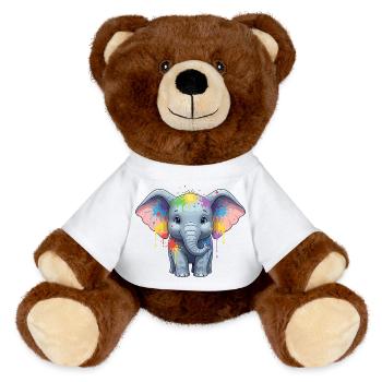 Colorful Elephant Splash - MiniFeet® RecycelBär® Teddy Bear Brown - white - Front