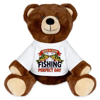 Journée de pêche avec papa - Nounours RecycelBär® marron - blanc - Devant