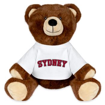 Sydney Varsity Arch Lettering - MiniFeet® RecycelBär® Teddy Bear Brown - white - Front