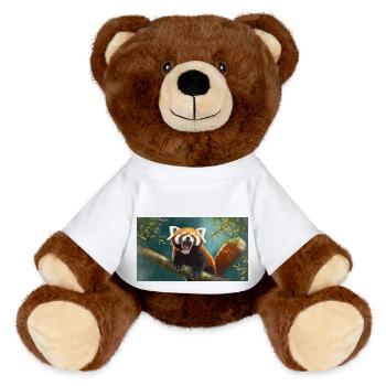 Cute animals chilling – red panda - MiniFeet® RecycelBär® Teddy Bear Brown - white - Front