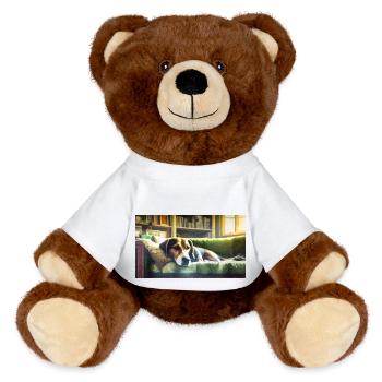 Niedliche Tiere chillen – Hund - MiniFeet® RecycelBär® Braun - Weiß - Vorne