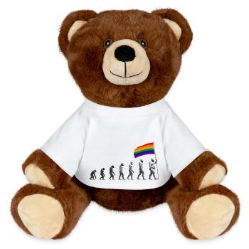 LGBTQIA + Pride Evolution - MiniFeet® RecycelBär® Braun - Weiß - Vorne