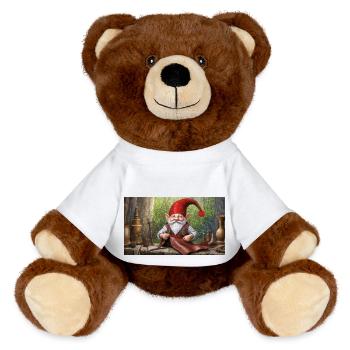Mignons petits gnomes vie quotidienne – artisanat - Nounours RecycelBär® marron - blanc - Devant