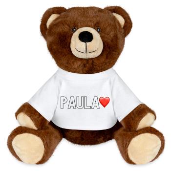 Paula Lover Name - MiniFeet® RecycelBär® Braun - Weiß - Vorne