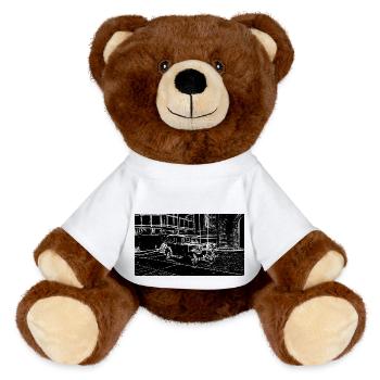Car White Black - MiniFeet® RecycelBär® Teddy Bear Brown - white - Front