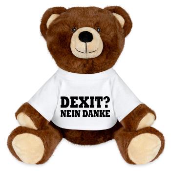 Dexit nein danke - MiniFeet® RecycelBär® Braun - Weiß - Vorne