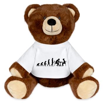 EVOLUTION ZUM SCHACHMEISTER – MATT! CHESSLOVER - MiniFeet® RecycelBär® Braun - Weiß - Vorne