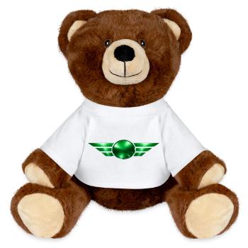 Personnalisez l’emblème ailé vert individuellement - Nounours RecycelBär® marron - blanc - Devant