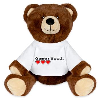 Gamer Soul - MiniFeet® RecycelBär® Braun - Weiß - Vorne