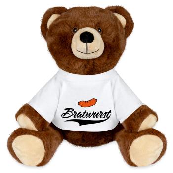 Simply delicious bratwurst - MiniFeet® RecycelBär® Teddy Bear Brown - white - Front