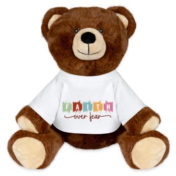 faith over fear - MiniFeet® RecycelBär® Braun - Weiß - Vorne