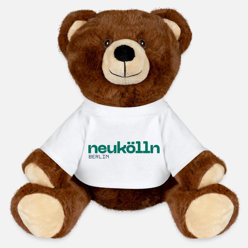 Berlin Neukölln - Beautiful, simple design - MiniFeet® RecycelBär® Teddy Bear Brown - white