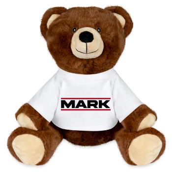 Mark Geschenk  - MiniFeet® RecycelBär® Braun - Weiß - Vorne