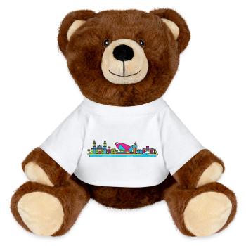 Las Palmas City Skyline Gran Canaria Line Art - MiniFeet® RecycelBär® Teddy Bear Brown - white - Front