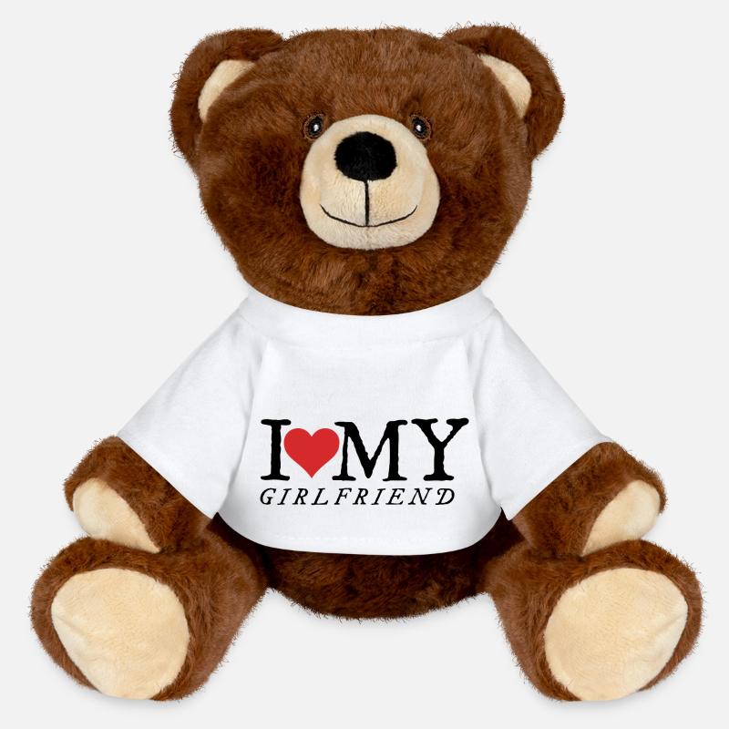 J’aime ma copine - Nounours RecycelBär® marron - blanc