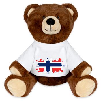 Norway Norway Flag Scandinavia Norden Tor Viking - MiniFeet® RecycelBär® Teddy Bear Brown - white - Front