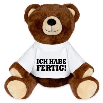 Ich habe fertig - MiniFeet® RecycelBär® Braun - Weiß - Vorne