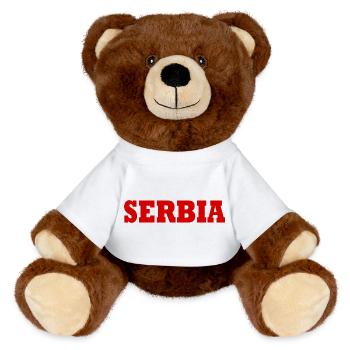Serbie - Nounours RecycelBär® marron - blanc - Devant