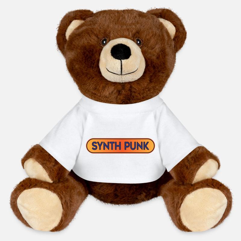 Synth Punk Crest - MiniFeet® RecycelBär® Teddy Bear Brown - white