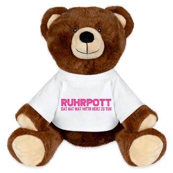 Ruhrpott - Dat hat wat mittn Herz zu tun - Zeche - MiniFeet® RecycelBär® Braun - Weiß - Vorne