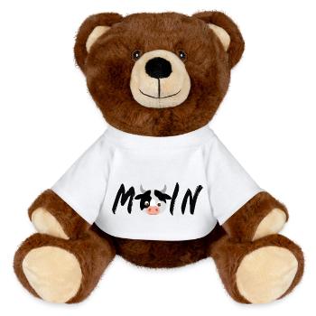 Moin_Schwarz - MiniFeet® RecycelBär® Teddy Bear Brown - white - Front