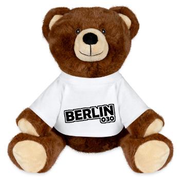 Berlin - 030 - Hauptstadt - Deutschland - Vorwahl - MiniFeet® RecycelBär® Braun - Weiß - Vorne
