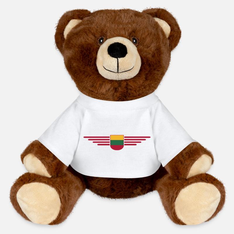Lithuania T-Shirt – Pride and Style - MiniFeet® RecycelBär® Teddy Bear Brown - white