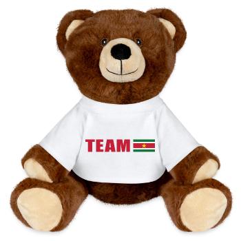 Support-Team Surinam - MiniFeet® RecycelBär® Braun - Weiß - Vorne